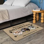 Personalisierte 1-3 Haustier Fotos Collage Paw Print Willkommen in Non-Slip Fußmatte mit Text Housewarming Geburtstag Geschenk für Tierliebhaber