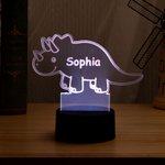 Personalisierte niedlichen Dinosaurier 7 Farben ändern Acryl LED-Nachtlicht mit Namen und Basis Schlafzimmer Dekoration Geburtstag Kindertag Geschenk für Kinder