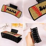 Pinza para el pelo personalizada con diseño de béisbol y purpurina con nombre Accesorio para el pelo para el día del partido Regalo de cumpleaños del equipo para la mamá deportista Amantes del béisbol