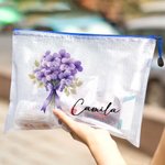 Personalisierte bunte Geburt Blumenstrauß Mesh Zipper Pouch wasserdicht Strand Tasche mit Namen Brautjungfer Bachelorette Party Hochzeit Geschenk für sie