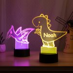 Personalisierte niedlichen Dinosaurier 7 Farben ändern Acryl LED-Nachtlicht mit Namen und Basis Schlafzimmer Dekoration Geburtstag Kindertag Geschenk für Kinder