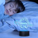 Personalisierte niedlichen Dinosaurier 7 Farben ändern Acryl LED-Nachtlicht mit Namen und Basis Schlafzimmer Dekoration Geburtstag Kindertag Geschenk für Kinder