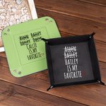 Personalized Funny Favorite Child Foldable Leather Catchall Snap Tray with Name Desktop Storage Organizer Birthday Gift for Father Grandfather