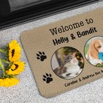 Personalisierte 1-3 Haustier Fotos Collage Paw Print Willkommen in Non-Slip Fußmatte mit Text Housewarming Geburtstag Geschenk für Tierliebhaber
