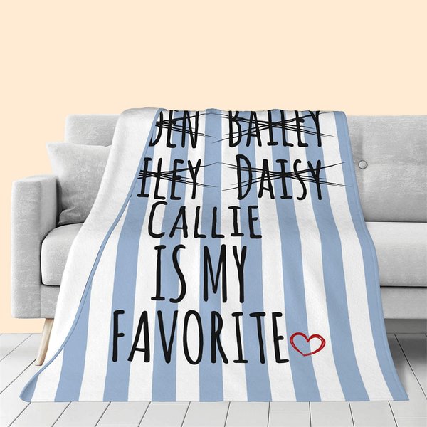 Personalised Favorite Child Muticolour Striped Name Blanket Funny Birthday Family Gift for Dad Mom Grandparents