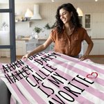 Personalised Favorite Child Muticolour Striped Name Blanket Funny Birthday Family Gift for Dad Mom Grandparents