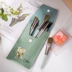 Personalised Colourful Birth Flower Bouquet Portable Leather Makeup Brush Bag with 8 Makeup Brushes Bridal Party Travel Birthday Gift for Her