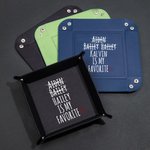 Personalized Funny Favorite Child Foldable Leather Catchall Snap Tray with Name Desktop Storage Organizer Birthday Gift for Father Grandfather
