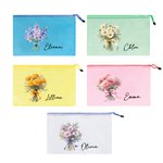 Personalisierte bunte Geburt Blumenstrauß Mesh Zipper Pouch wasserdicht Strand Tasche mit Namen Brautjungfer Bachelorette Party Hochzeit Geschenk für sie
