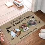 Personalisierte 1-3 Haustier Fotos Collage Paw Print Willkommen in Non-Slip Fußmatte mit Text Housewarming Geburtstag Geschenk für Tierliebhaber