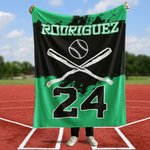 Personalised Skin-friendly Baseball Blanket with Name and Number Birthday Contest Gift for Baseball Coach Sports Lover
