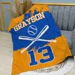 Personalised Skin-friendly Baseball Blanket with Name and Number Birthday Contest Gift for Baseball Coach Sports Lover