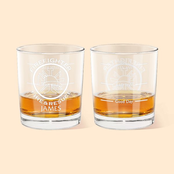 Verre à Whisky Personnalisé avec Nom et Texte pour Pompier Cadeau d'Anniversaire et de Retraite pour Pompier