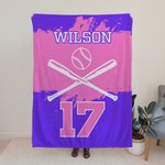 Personalised Skin-friendly Baseball Blanket with Name and Number Birthday Contest Gift for Baseball Coach Sports Lover