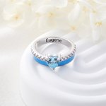 Henkilökohtainen minä Wear for Myself Heart Birthstone nauha sormus kaiverrettu nimi ja Affirmation Card Cancer Awareness Survivor lahja naisille