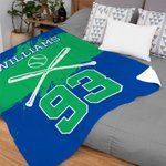 Personalised Skin-friendly Baseball Blanket with Name and Number Birthday Contest Gift for Baseball Coach Sports Lover