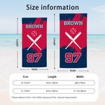 Serviette de Plage Baseball Personnalisée avec Nom et Numéro Cadeau Anniversaire Voyage d'Été pour Amateur de Sport