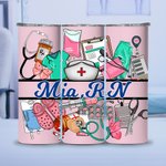Personalised Multicolour Medical-Themed Design 20oz Skinny Tumbler with Name Appreciation Nurse Week Gift for Nurse Doctor Medical Staff