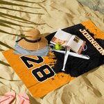 Serviette de Plage Baseball Personnalisée avec Nom et Numéro Cadeau Anniversaire Voyage d'Été pour Amateur de Sport
