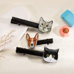 Personalisierte Katze Hund Haustier Portrait Foto Acryl Haarspangen Barrettes niedlich Haar Zubehör Geburtstag Geschenk für Frauen Mädchen