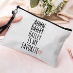 Personalizzato bambino preferito lino Wristlet Makeup Bag con i nomi divertente regalo di compleanno per la mamma nonna