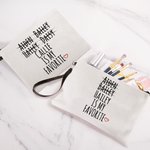 Personalizzato bambino preferito lino Wristlet Makeup Bag con i nomi divertente regalo di compleanno per la mamma nonna