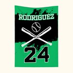 Personalised Skin-friendly Baseball Blanket with Name and Number Birthday Contest Gift for Baseball Coach Sports Lover
