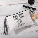 Personalizzato bambino preferito lino Wristlet Makeup Bag con i nomi divertente regalo di compleanno per la mamma nonna