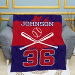 Personalised Skin-friendly Baseball Blanket with Name and Number Birthday Contest Gift for Baseball Coach Sports Lover