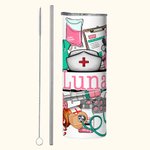 Personalised Multicolour Medical-Themed Design 20oz Skinny Tumbler with Name Appreciation Nurse Week Gift for Nurse Doctor Medical Staff