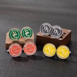 Personalised Multi-color Monogram Initial A Pair of Cufflinks Engraving Wood Box Wedding Anniversary Gift for Men
