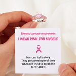 Henkilökohtainen minä Wear for Myself Heart Birthstone nauha sormus kaiverrettu nimi ja Affirmation Card Cancer Awareness Survivor lahja naisille