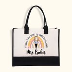 Personalised It Takes A Big Heart To Shape Little Minds Rainbow Large Tote Bag with Name Back to School Birthday Gift for Teacher