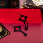 Personalised Hazbin Hotel Style Key Dangle Earrings with Initial Cosplay Accessory Birthday Halloween Party Gift for Women
