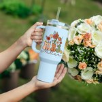 Personalisierte Multi-Color Retro Wildblumen MRS. 40oz Tumbler Bridal Shower Zurück zu Schule Geschenk für Frauen