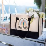 Personalised It Takes A Big Heart To Shape Little Minds Rainbow Large Tote Bag with Name Back to School Birthday Gift for Teacher