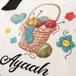 Personalised Crochet Knitting Theme Canvas Tote Bag with Name and Waterproof Liner Birthday Gift for Sewing Lovers