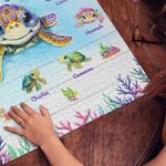 Puzzle en 1000 Pièces Personnalisé avec Titre 1-7 Motifs de Tortues et Noms des Enfants Cadeau Anniversaire pour Famille Enfant Maman