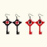 Personalised Hazbin Hotel Style Key Dangle Earrings with Initial Cosplay Accessory Birthday Halloween Party Gift for Women