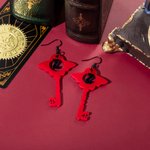 Personalised Hazbin Hotel Style Key Dangle Earrings with Initial Cosplay Accessory Birthday Halloween Party Gift for Women