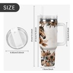 Personalisierte Boho Style Floral Pferd 40oz isoliert Name Becher mit Griff Deckel und Stroh Geburtstag Geschenk für Pferdeliebhaber