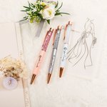 Set di 2 penne a sfera personalizzate con glitter liquido in movimento fiore di nascita e nome regalo ideale per il rientro a scuola per insegnanti