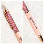 Set di 2 penne a sfera personalizzate con glitter liquido in movimento fiore di nascita e nome regalo ideale per il rientro a scuola per insegnanti
