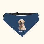 Personalized Multicolour Pet Portrait Photo Soft Pet Bandana with Name and Adjustable Buckle Birthday Pet Wear Gift for Pet Lover