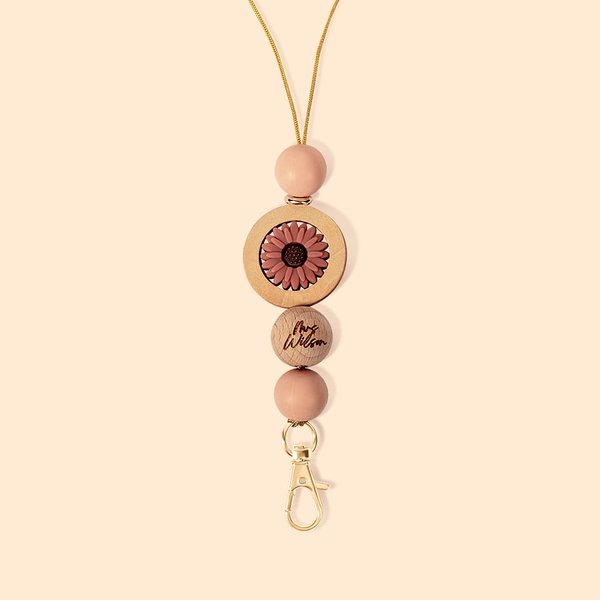 Personalised Floral Shell Beaded Lanyard with Engraved Name Teacher's Day Appreciation Gift for Teacher