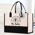Personalised It Takes A Big Heart To Shape Little Minds Rainbow Large Tote Bag with Name Back to School Birthday Gift for Teacher