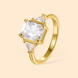 Personalised 925 Sterling Silver Shiny Stackable Baguette Solitaire Birthstone Ring Birthday Jewellery Gift for Women
