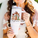 Personalisierte Multi-Color Retro Wildblumen MRS. 40oz Tumbler Bridal Shower Zurück zu Schule Geschenk für Frauen