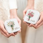 Personalized Birth Flower Bouquet Name Leather Jewelry Box with Mirror Multiple Compartments Bridal Shower Wedding Party Gift for Her