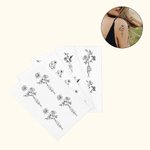 Personlig Line Birth Flowers emporary Tattoo Sticker med 3 navn Anniversity Bursdagsgave til par venn familie